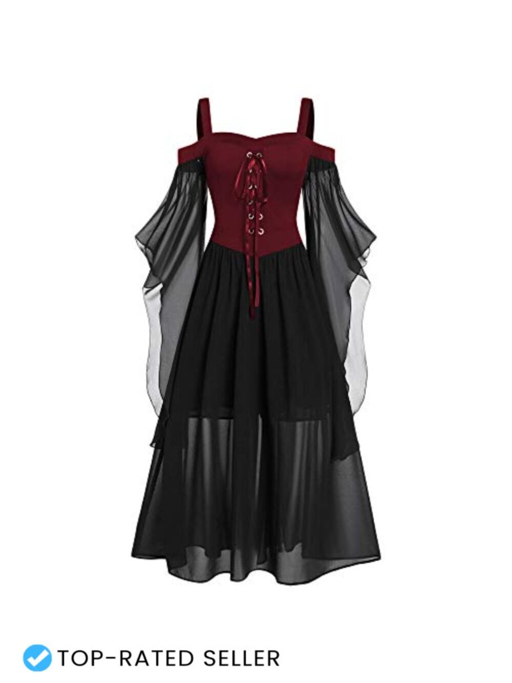 Plus Size Gothic Victorian Maxi Dress Butterfly Sleeve Lace Up Halloween